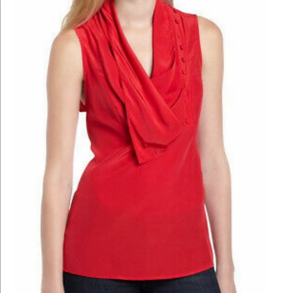 BCBGMaxAzria Silk Cowl Neck Top sz small